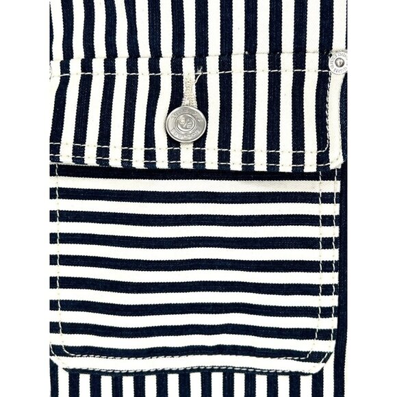 Current Elliott Sleeveless Jumpsuit Dress White Blue‎ Striped Denim Size 3 Large - Picture 11 of 16